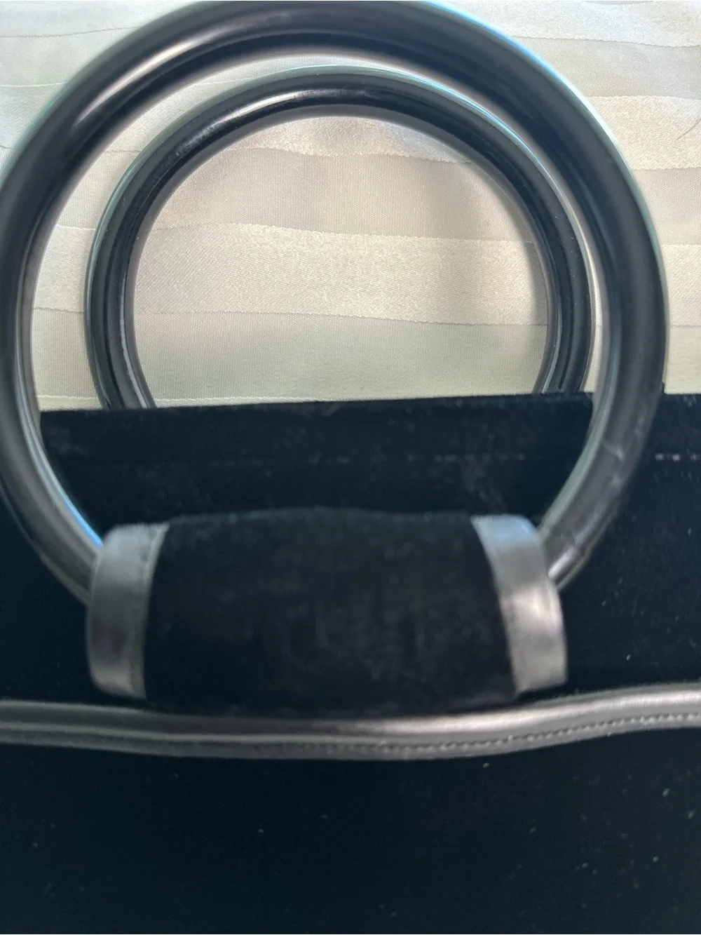 Vintage Ronay Black Velvet Portfolio Briefcase Bag Ring Handles